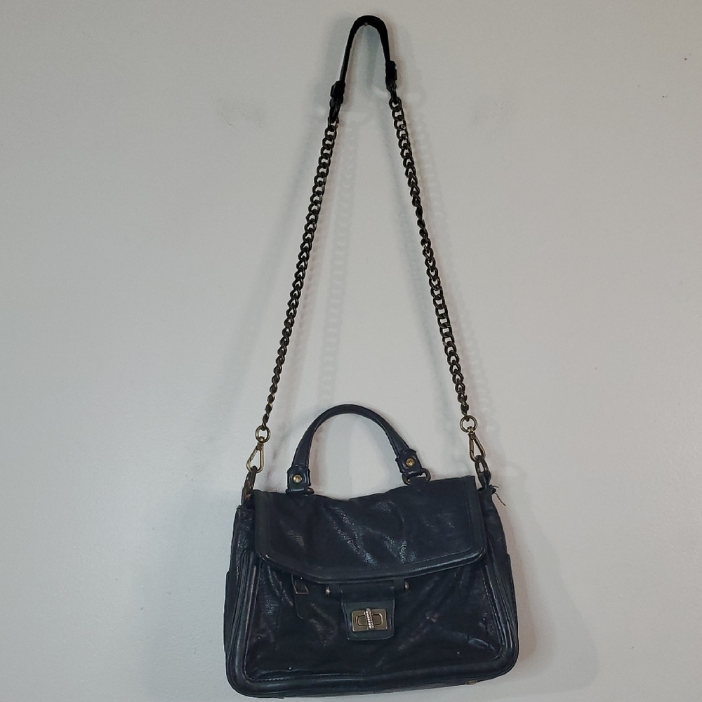 Olivia Harris Black Leather Satchel Bag Quiet Luxury Minimalist